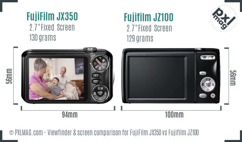 FujiFilm JX350 vs Fujifilm JZ100 Screen and Viewfinder comparison