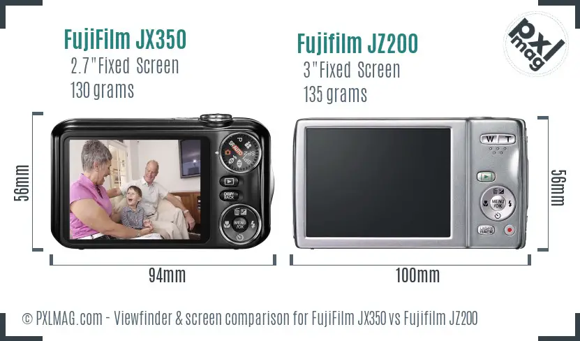 FujiFilm JX350 vs Fujifilm JZ200 Screen and Viewfinder comparison