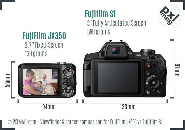 FujiFilm JX350 vs Fujifilm S1 Screen and Viewfinder comparison