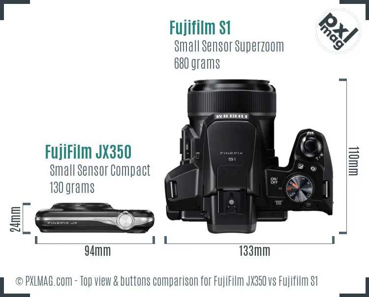 FujiFilm JX350 vs Fujifilm S1 top view buttons comparison