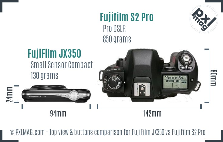 FujiFilm JX350 vs Fujifilm S2 Pro top view buttons comparison