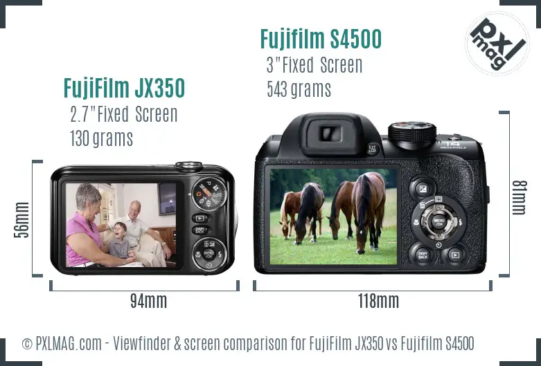 FujiFilm JX350 vs Fujifilm S4500 Screen and Viewfinder comparison