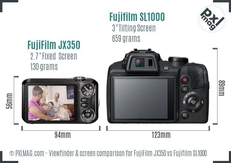 FujiFilm JX350 vs Fujifilm SL1000 Screen and Viewfinder comparison