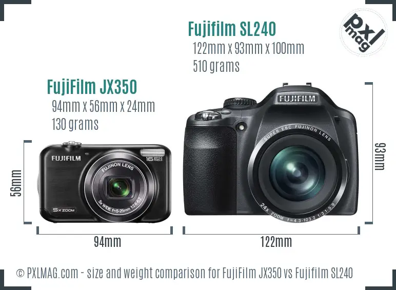 FujiFilm JX350 vs Fujifilm SL240 size comparison FujiFilm JX350 vs Fujifilm SL240 size comparison