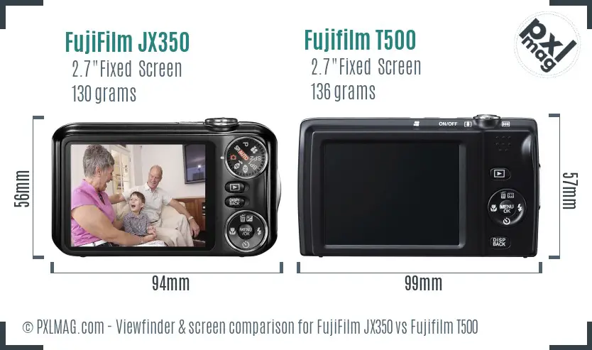 FujiFilm JX350 vs Fujifilm T500 Screen and Viewfinder comparison