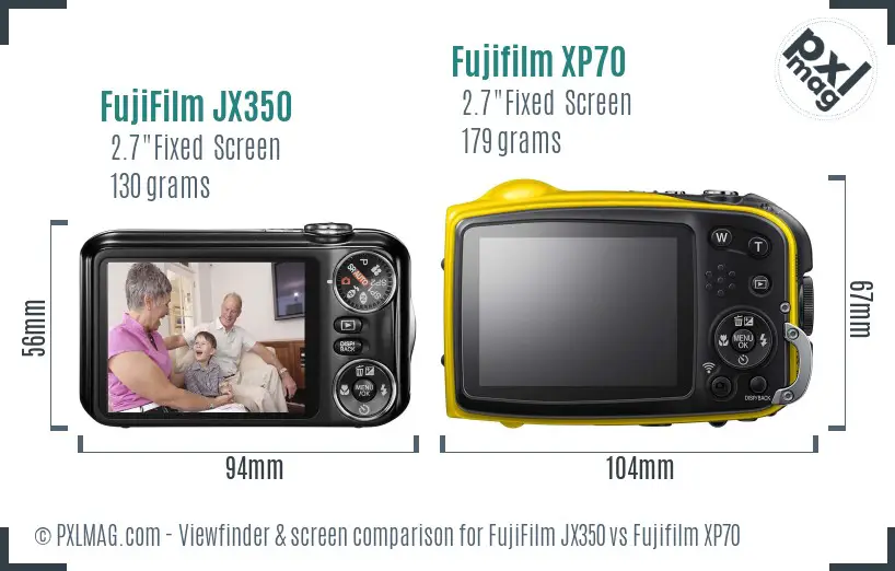 FujiFilm JX350 vs Fujifilm XP70 Screen and Viewfinder comparison