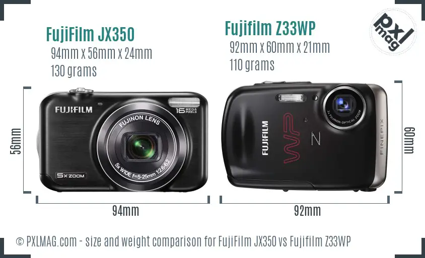 FujiFilm JX350 vs Fujifilm Z33WP size comparison