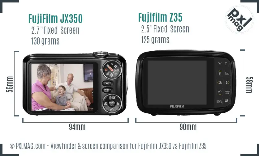 FujiFilm JX350 vs Fujifilm Z35 Screen and Viewfinder comparison