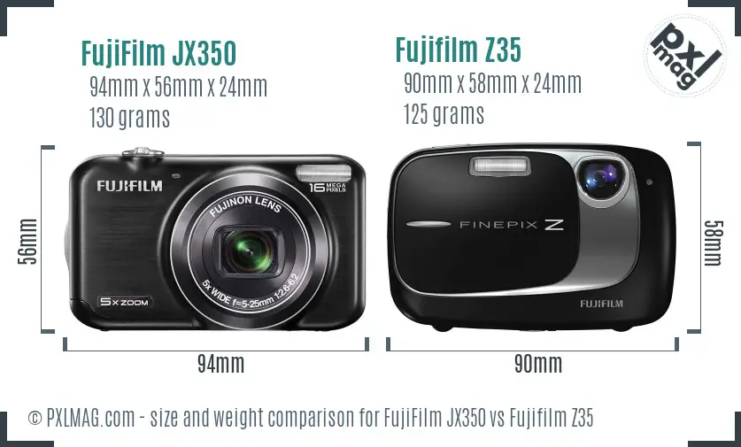 FujiFilm JX350 vs Fujifilm Z35 size comparison