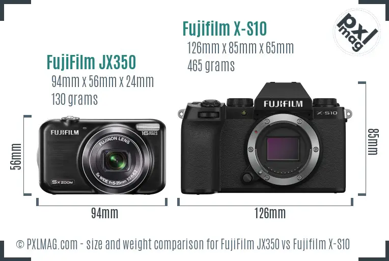 FujiFilm JX350 vs Fujifilm X-S10 size comparison FujiFilm JX350 vs Fujifilm X-S10 size comparison