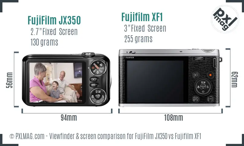 FujiFilm JX350 vs Fujifilm XF1 Screen and Viewfinder comparison