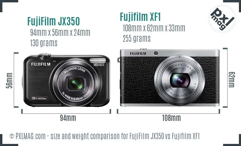 FujiFilm JX350 vs Fujifilm XF1 size comparison