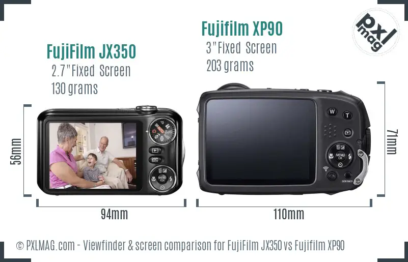 FujiFilm JX350 vs Fujifilm XP90 Screen and Viewfinder comparison