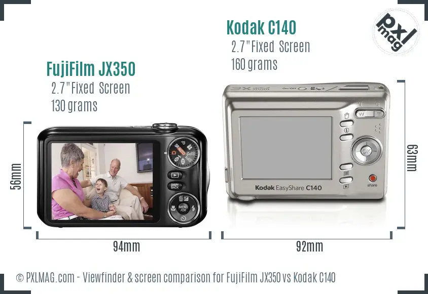 FujiFilm JX350 vs Kodak C140 Screen and Viewfinder comparison