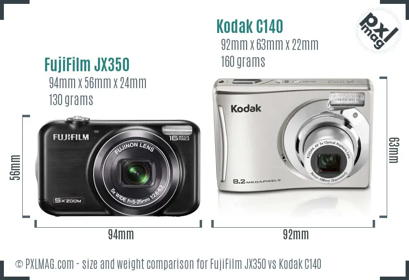 FujiFilm JX350 vs Kodak C140 size comparison