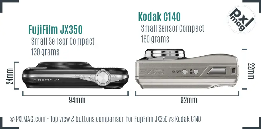 FujiFilm JX350 vs Kodak C140 top view buttons comparison