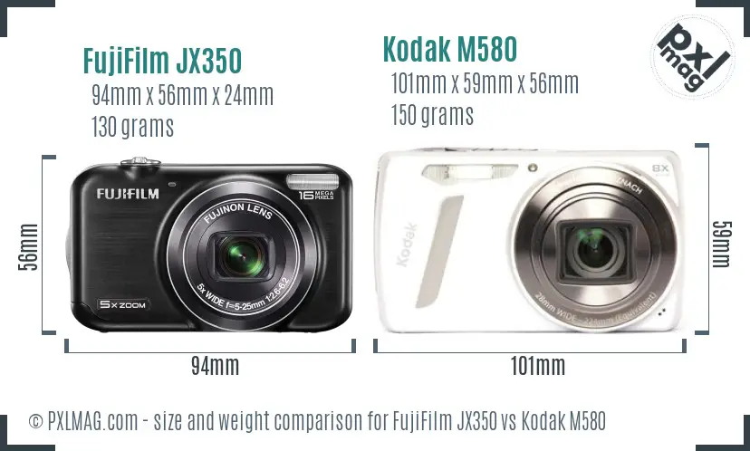 FujiFilm JX350 vs Kodak M580 size comparison