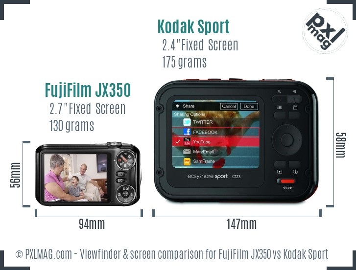 FujiFilm JX350 vs Kodak Sport Screen and Viewfinder comparison