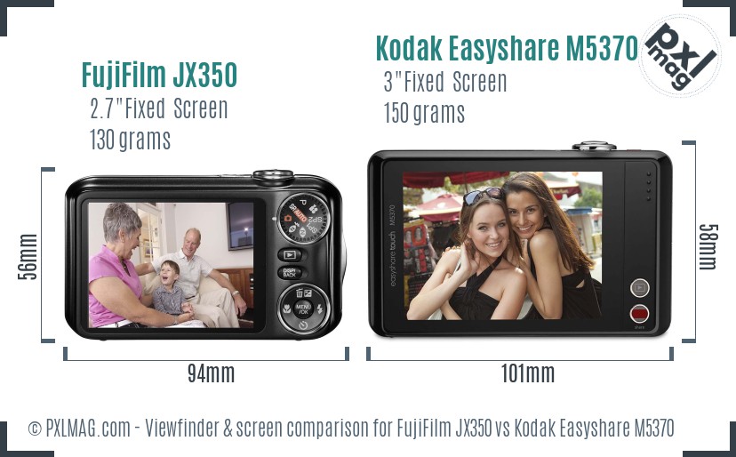 FujiFilm JX350 vs Kodak Easyshare M5370 Screen and Viewfinder comparison