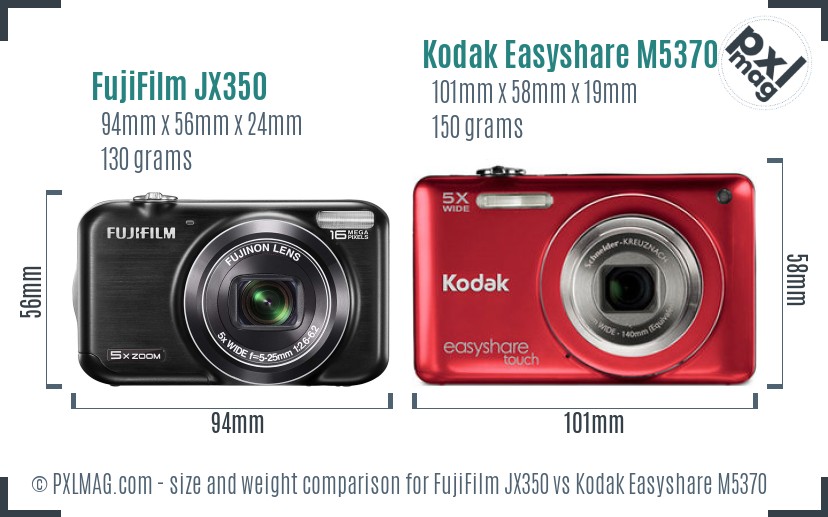 FujiFilm JX350 vs Kodak Easyshare M5370 size comparison