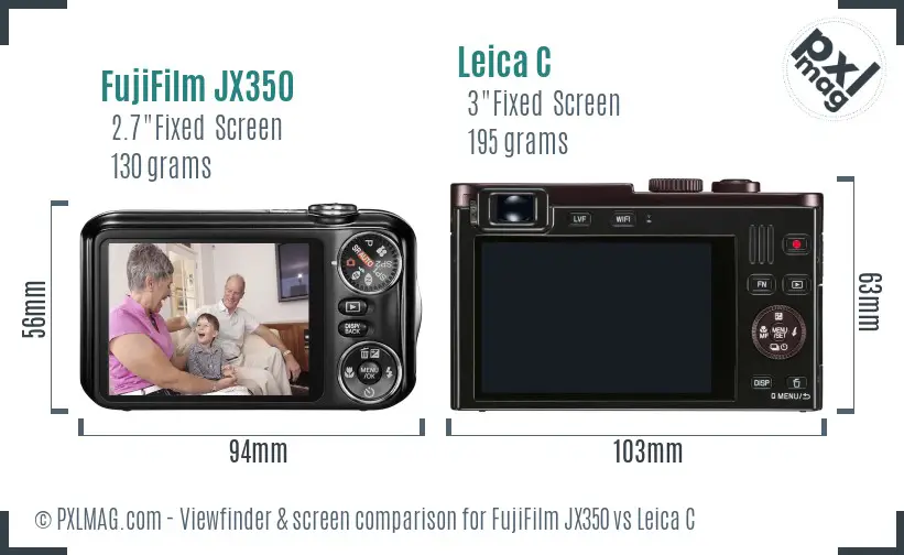 FujiFilm JX350 vs Leica C Screen and Viewfinder comparison