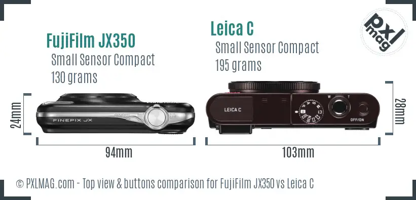 FujiFilm JX350 vs Leica C top view buttons comparison
