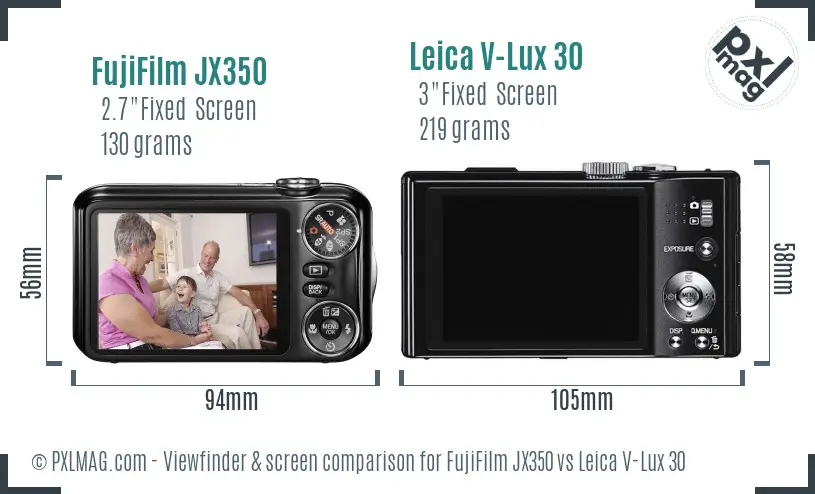 FujiFilm JX350 vs Leica V-Lux 30 Screen and Viewfinder comparison