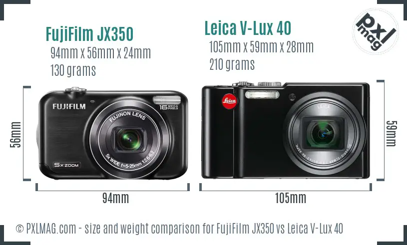 FujiFilm JX350 vs Leica V-Lux 40 size comparison