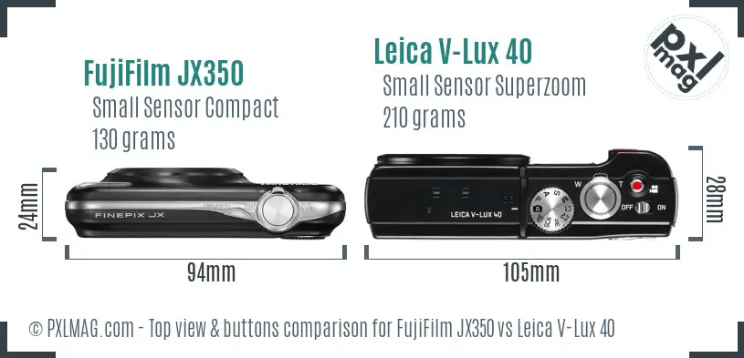 FujiFilm JX350 vs Leica V-Lux 40 top view buttons comparison