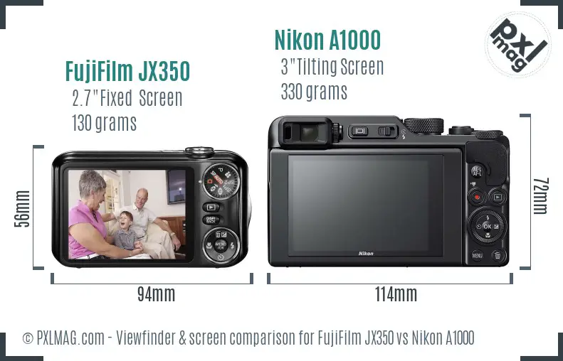 FujiFilm JX350 vs Nikon A1000 Screen and Viewfinder comparison FujiFilm JX350 vs Nikon A1000 Screen and Viewfinder comparison