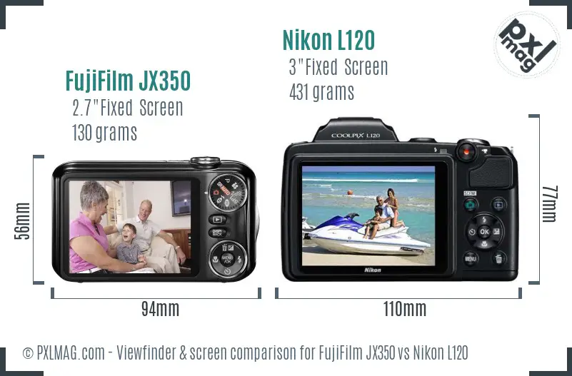 FujiFilm JX350 vs Nikon L120 Screen and Viewfinder comparison FujiFilm JX350 vs Nikon L120 Screen and Viewfinder comparison