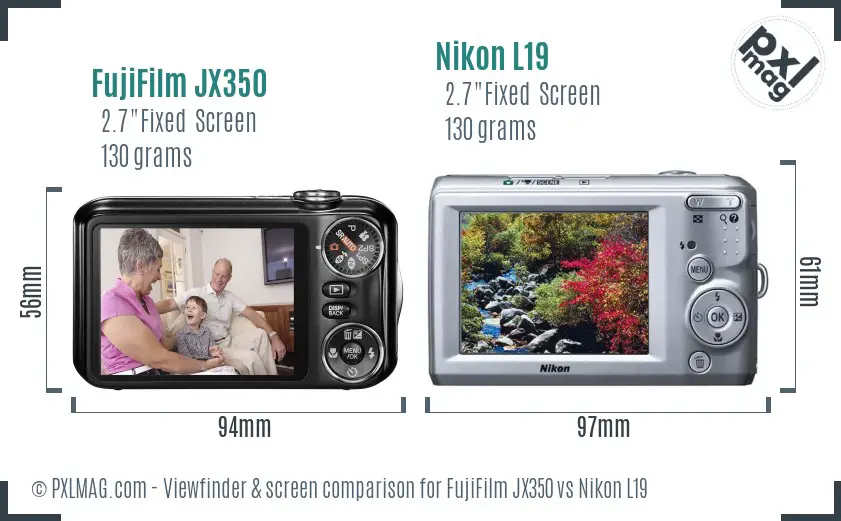 FujiFilm JX350 vs Nikon L19 Screen and Viewfinder comparison FujiFilm JX350 vs Nikon L19 Screen and Viewfinder comparison