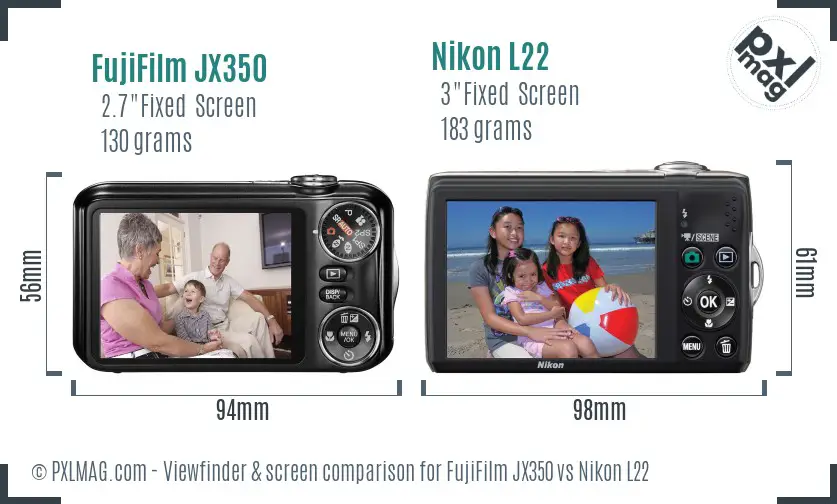 FujiFilm JX350 vs Nikon L22 Screen and Viewfinder comparison FujiFilm JX350 vs Nikon L22 Screen and Viewfinder comparison