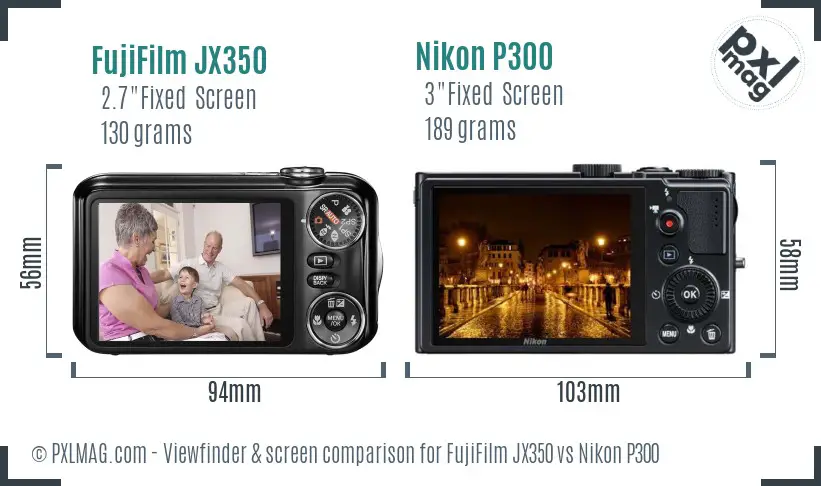 FujiFilm JX350 vs Nikon P300 Screen and Viewfinder comparison FujiFilm JX350 vs Nikon P300 Screen and Viewfinder comparison