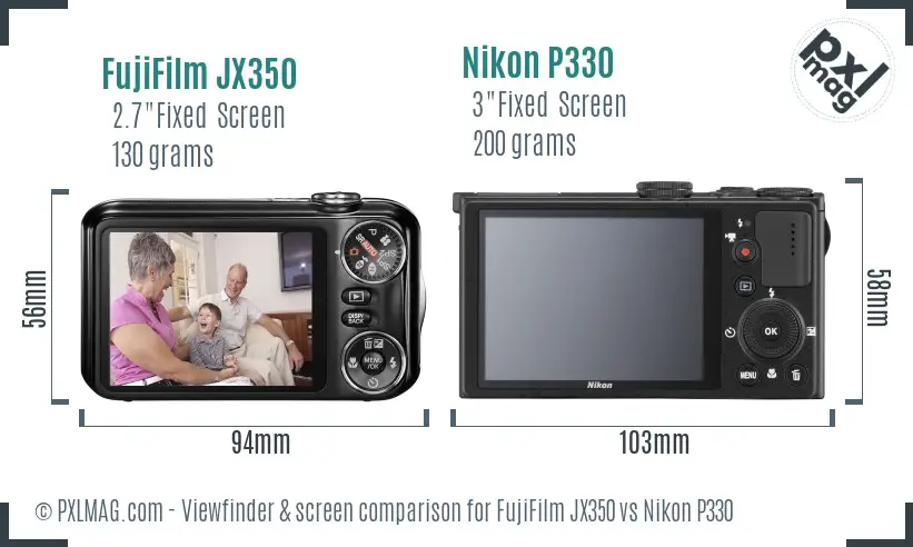 FujiFilm JX350 vs Nikon P330 Screen and Viewfinder comparison FujiFilm JX350 vs Nikon P330 Screen and Viewfinder comparison
