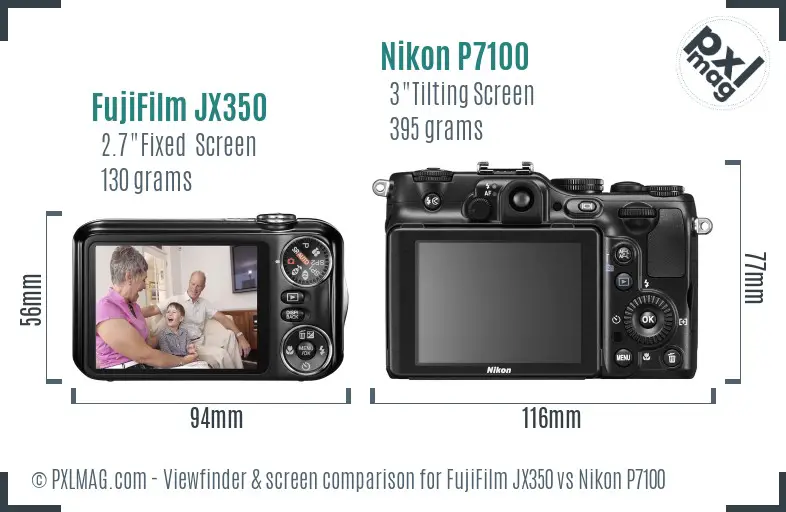 FujiFilm JX350 vs Nikon P7100 Screen and Viewfinder comparison FujiFilm JX350 vs Nikon P7100 Screen and Viewfinder comparison