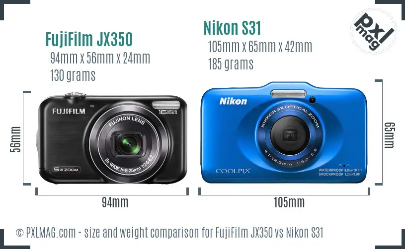 FujiFilm JX350 vs Nikon S31 size comparison FujiFilm JX350 vs Nikon S31 size comparison