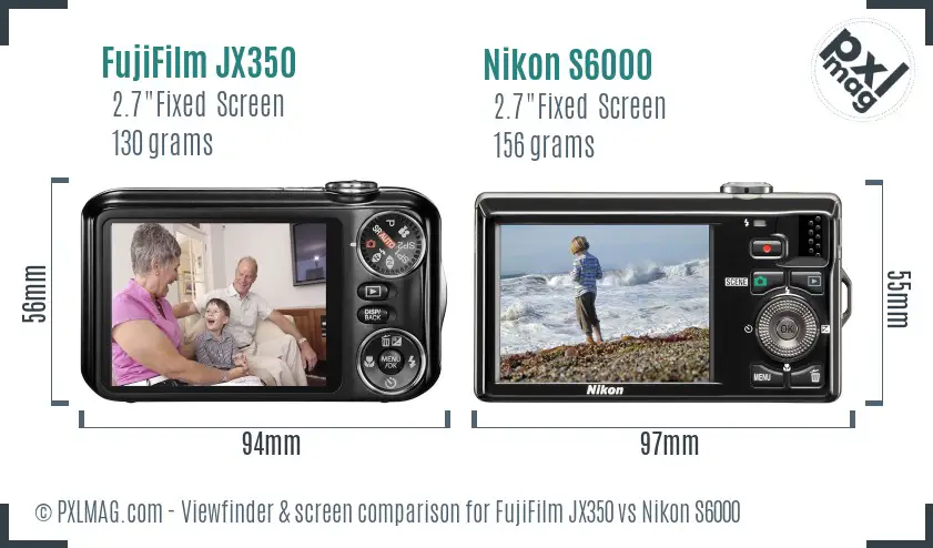 FujiFilm JX350 vs Nikon S6000 Screen and Viewfinder comparison FujiFilm JX350 vs Nikon S6000 Screen and Viewfinder comparison