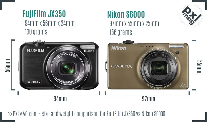 FujiFilm JX350 vs Nikon S6000 size comparison FujiFilm JX350 vs Nikon S6000 size comparison