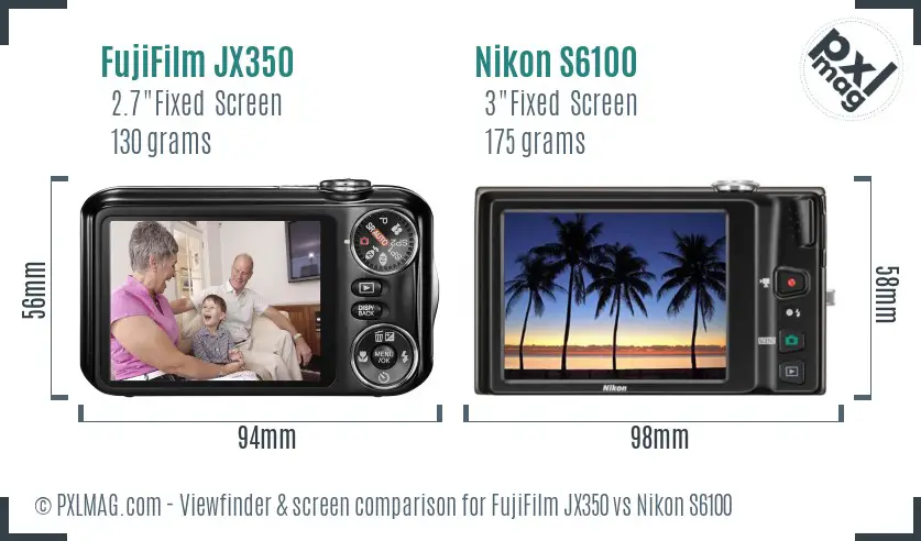FujiFilm JX350 vs Nikon S6100 Screen and Viewfinder comparison FujiFilm JX350 vs Nikon S6100 Screen and Viewfinder comparison