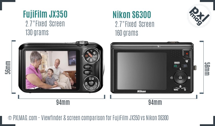 FujiFilm JX350 vs Nikon S6300 Screen and Viewfinder comparison