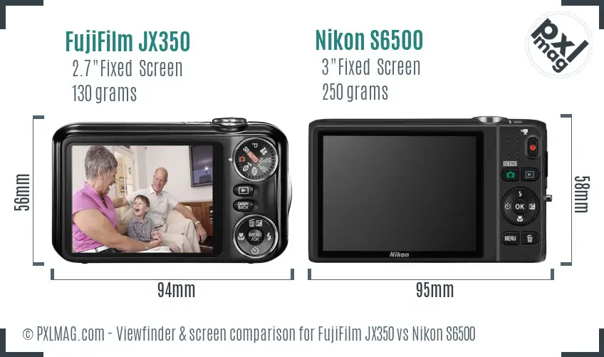 FujiFilm JX350 vs Nikon S6500 Screen and Viewfinder comparison