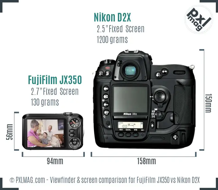 FujiFilm JX350 vs Nikon D2X Screen and Viewfinder comparison
