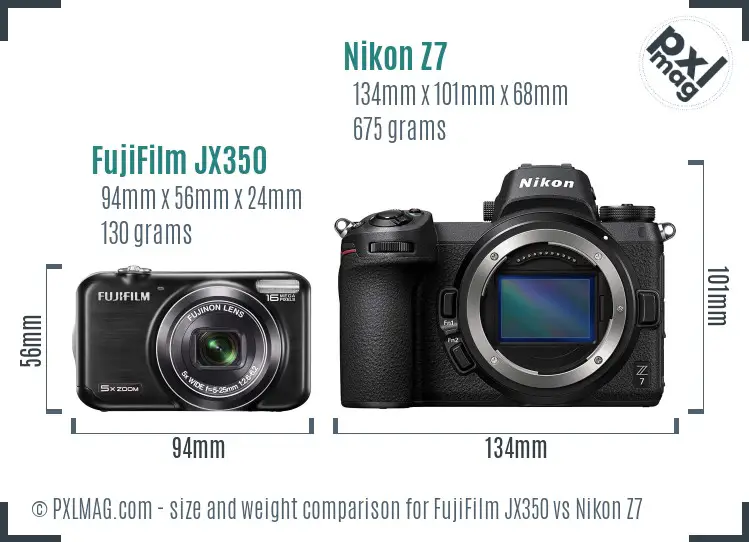 FujiFilm JX350 vs Nikon Z7 size comparison
