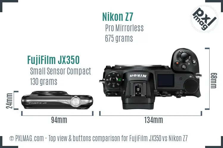 FujiFilm JX350 vs Nikon Z7 top view buttons comparison