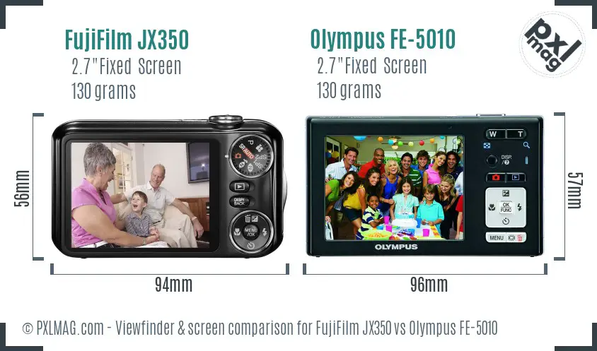FujiFilm JX350 vs Olympus FE-5010 Screen and Viewfinder comparison FujiFilm JX350 vs Olympus FE-5010 Screen and Viewfinder comparison