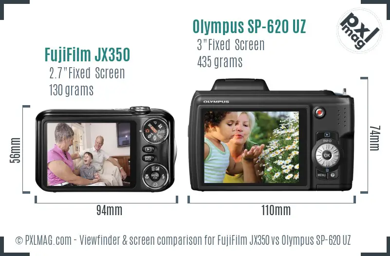 FujiFilm JX350 vs Olympus SP-620 UZ Screen and Viewfinder comparison