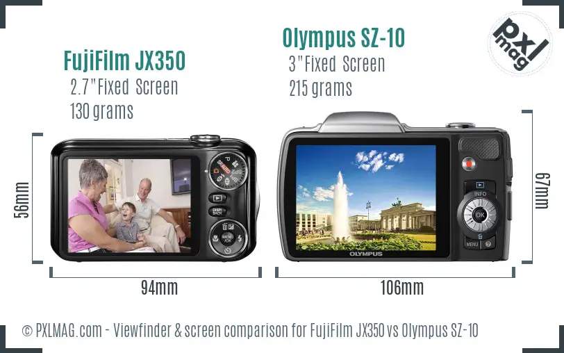 FujiFilm JX350 vs Olympus SZ-10 Screen and Viewfinder comparison FujiFilm JX350 vs Olympus SZ-10 Screen and Viewfinder comparison
