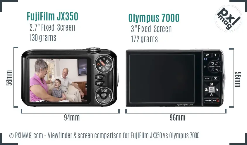 FujiFilm JX350 vs Olympus 7000 Screen and Viewfinder comparison