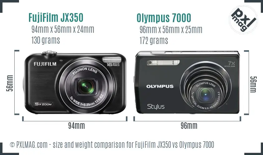 FujiFilm JX350 vs Olympus 7000 size comparison